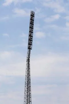Stadium lights hung Stock Photos