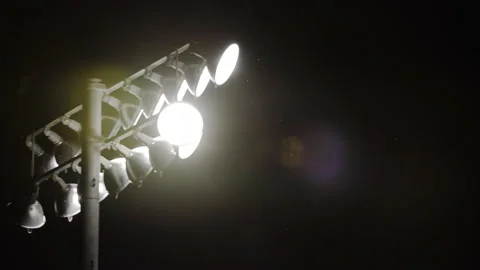 Stadium Lights at Night 4K Stock Footage 140372405