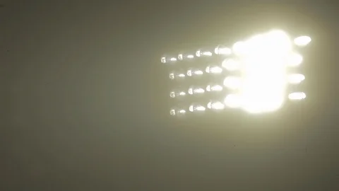 Stadium Lights at Night in the Rain Stock Footage 114018928