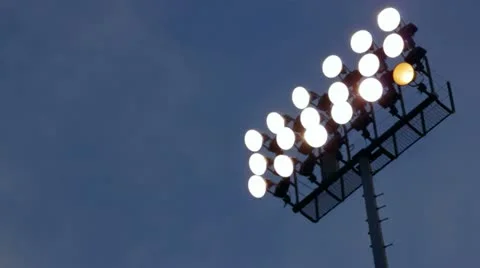 Stadium Lights Rack Focus Blue Sky Stock Footage 22034493
