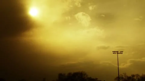 Stadium Lights Sunset Stockbeeldmateriaal 8927548