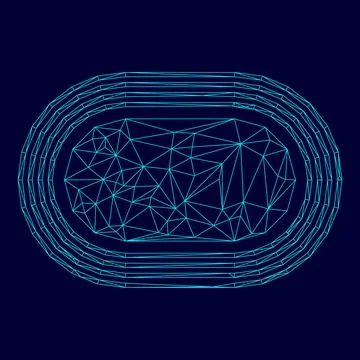 Stadium low poly triangulation triangulated polygonal electric cyan blue vibr Illustrazione stock
