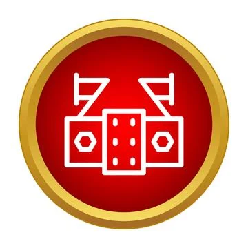 Stadium main stands icon in red circle button Stock Illustration