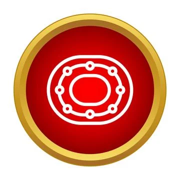 Stadium map icon in red gold circle frame Stock Illustration