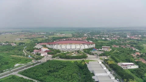Stadium in the middle of an industrial area Stock Footage 237292689