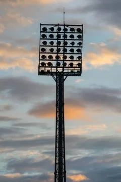 Stadium Reflector during the sunset Stock Photos