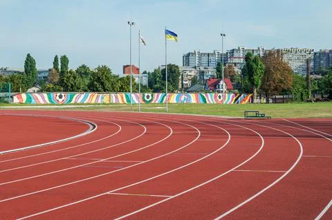 Stadium running track Stock Photos