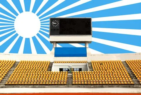 Stadium with scoreboard and sun ray Stock Illustration