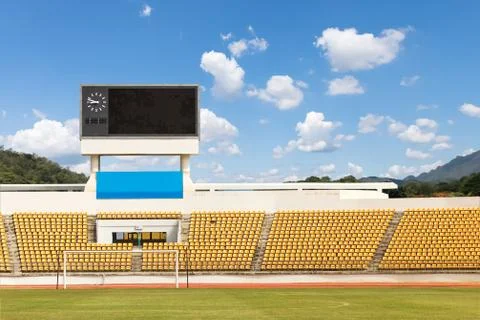 The stadium with scoreboard displaying Stock Photos