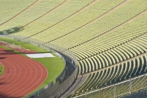 Stadium seating with athletic track Stock Photos