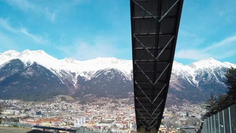 The stadium of the ski jumping hill tower and the track. In the background the Stock Footage 150070843