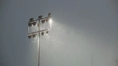 Stadium spotlights during a heavy snowfall in Finland Stock Footage 168902047