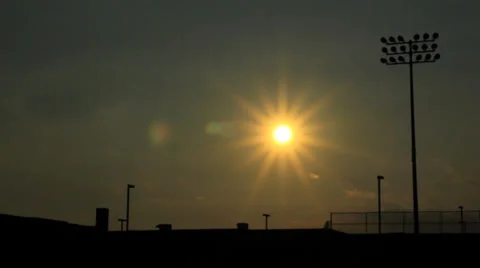 Stadium Sunset Shilouette Stock Footage 34850314