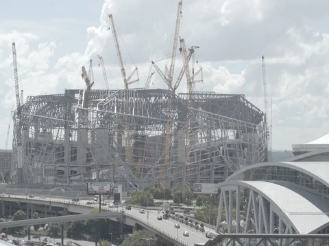 Stadium Under Construction 03 Stock Footage 77612895