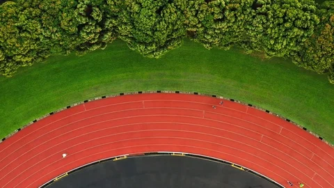 Stadium users from aerial view in 4K Video stock 107120307