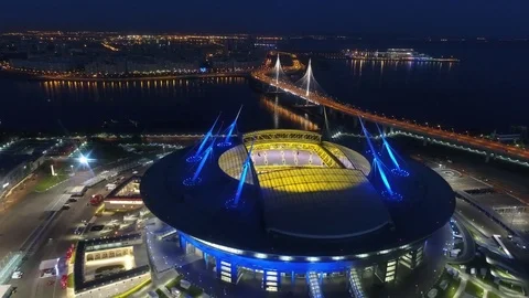 Stadium Zenith Arena at night. Vídeo Stock 104166207