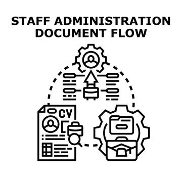 Staff administration document flow concept illustration Stock Illustration