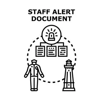 Staff alert document message communication system Illustrazione stock