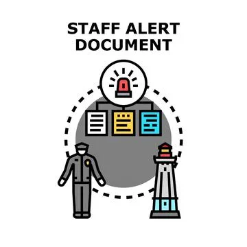 Staff alert document message communication system Illustrazione stock