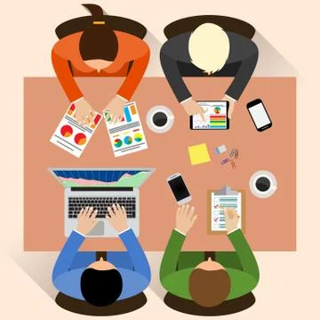 Staff around table Illustrazione stock