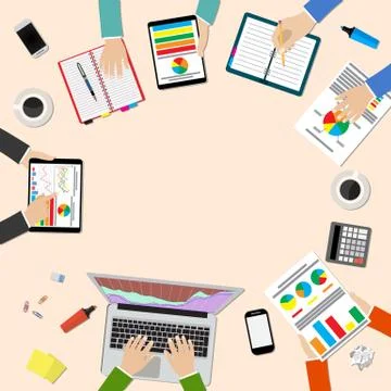 Staff around table Stock Illustration