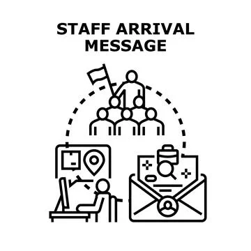 Staff arrival message vector concept for business team Stock Illustration