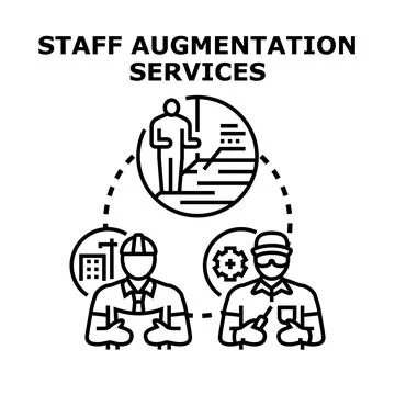 Staff augmentation services hiring remote team concept Stock Illustration