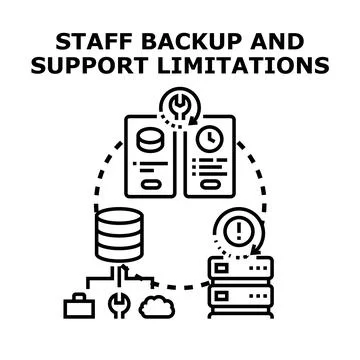 Staff backup and support limitations it concept Stock Illustration