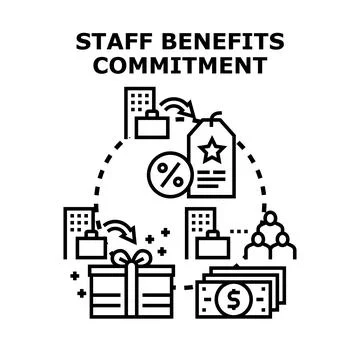 Staff benefits commitment concept representing employee rewards Illustrazione stock