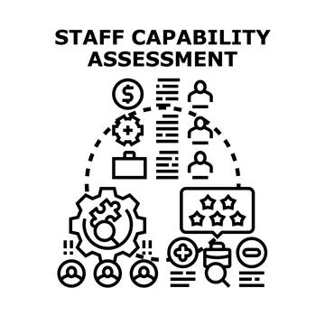 Staff capability assessment evaluating employee skills and performance Stock Illustration