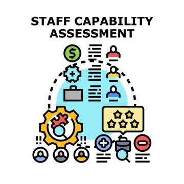 Staff capability assessment evaluating employee skills and performance Stock Illustration