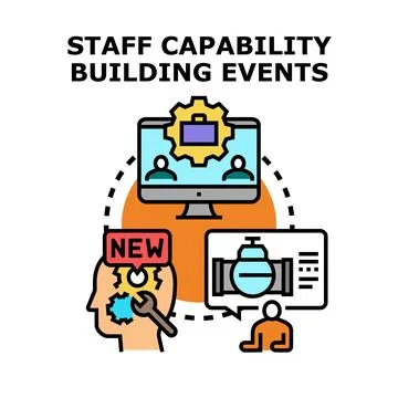 Staff capability building events and skill development concept Ilustración de archivo