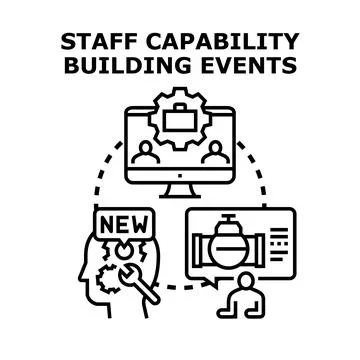 Staff capability building events and skill development concept Stock Illustration