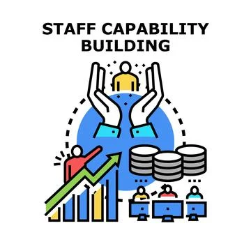 Staff capability building improving business performance Stock Illustration