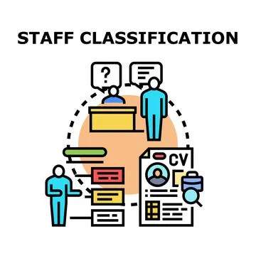 Staff classification process evaluating candidate resume Stock Illustration