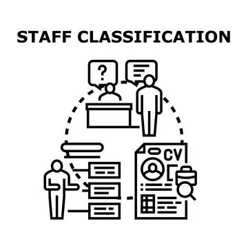 Staff classification process evaluating candidate resume Stock Illustration