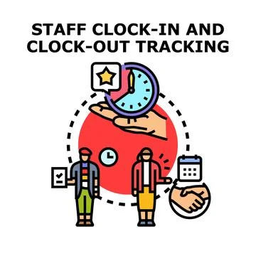 Staff clock in clock out time tracking system Stock Illustration