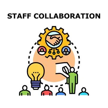 Staff collaboration working together developing new ideas 스톡 일러스트