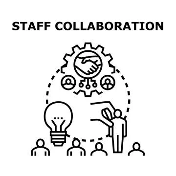 Staff collaboration working together developing new ideas Stock Illustration