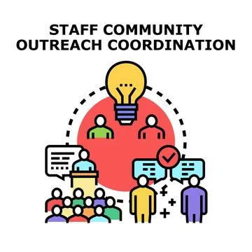 Staff community outreach coordination vector concept Stock Illustration