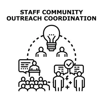 Staff community outreach coordination vector concept Stock Illustration