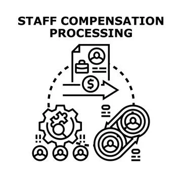 Staff compensation processing evaluating human resources management Illustrazione stock