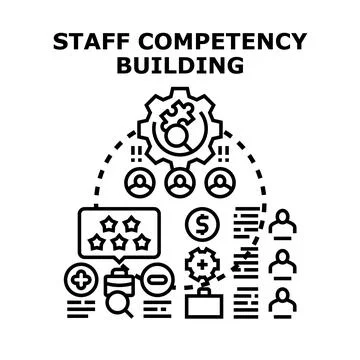 Staff competency building and skill development process Stock Illustration