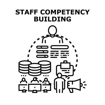 Staff competency building improving business skills and knowledge Ilustración de archivo