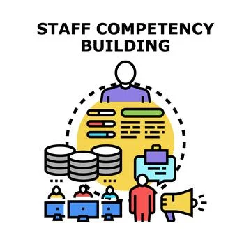 Staff competency building improving business skills and knowledge Ilustración de archivo