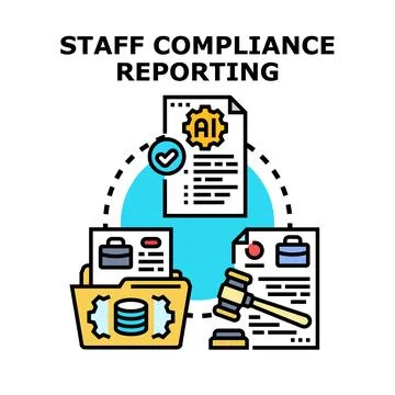 Staff compliance reporting system with regulatory data Stock Illustration