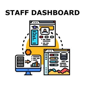 Staff dashboard developing business management data analysis 库存插图