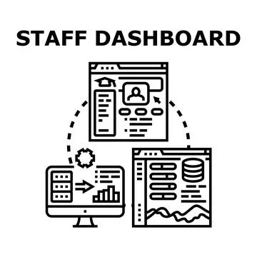Staff dashboard developing business management data analysis Stock Illustration