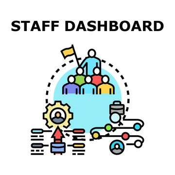 Staff dashboard managing team performance and business workflow Stock Illustration