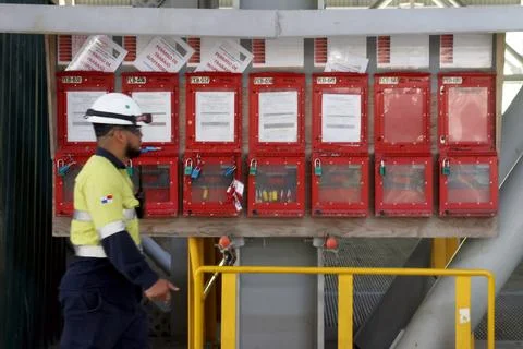 Staff decrease in Cobre Panama mine after court rulling, Panama City - 11 Jan 20 Stock Photos
